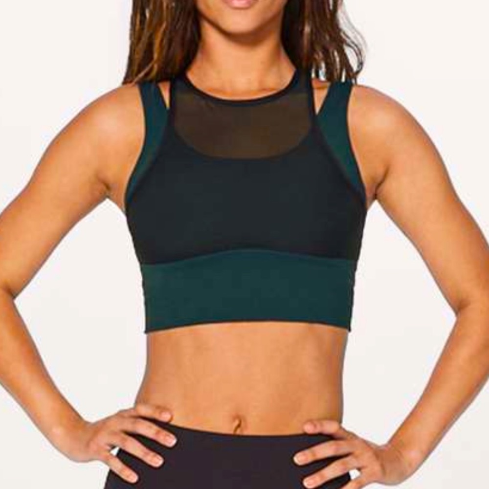 Lululemon Teal Long Line mesh Sports Bra
